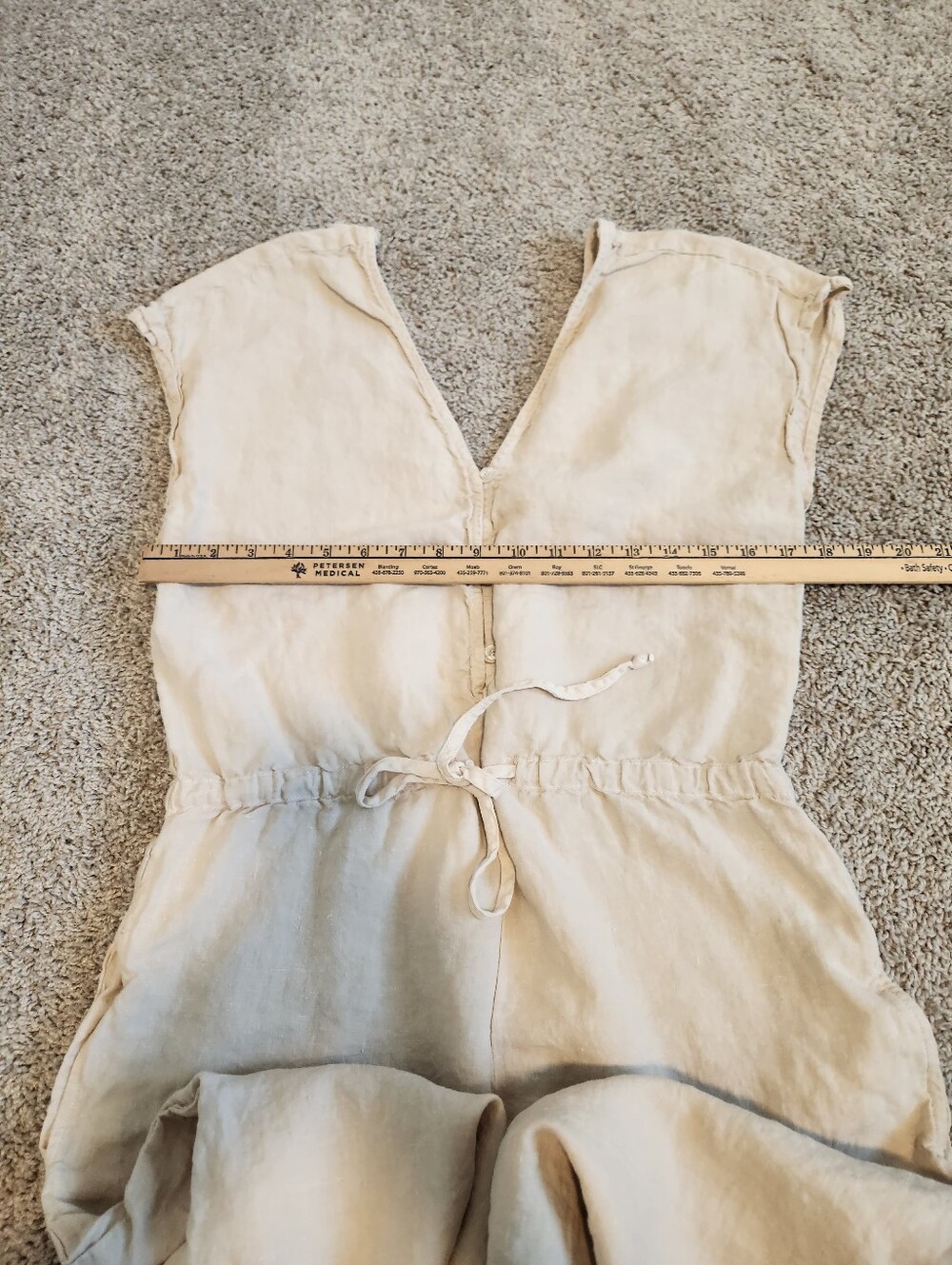 Anthropologie Cloth & Stone Linen Cropped Wide Leg Jumpsuit Size Medium - Picture 4 of 6